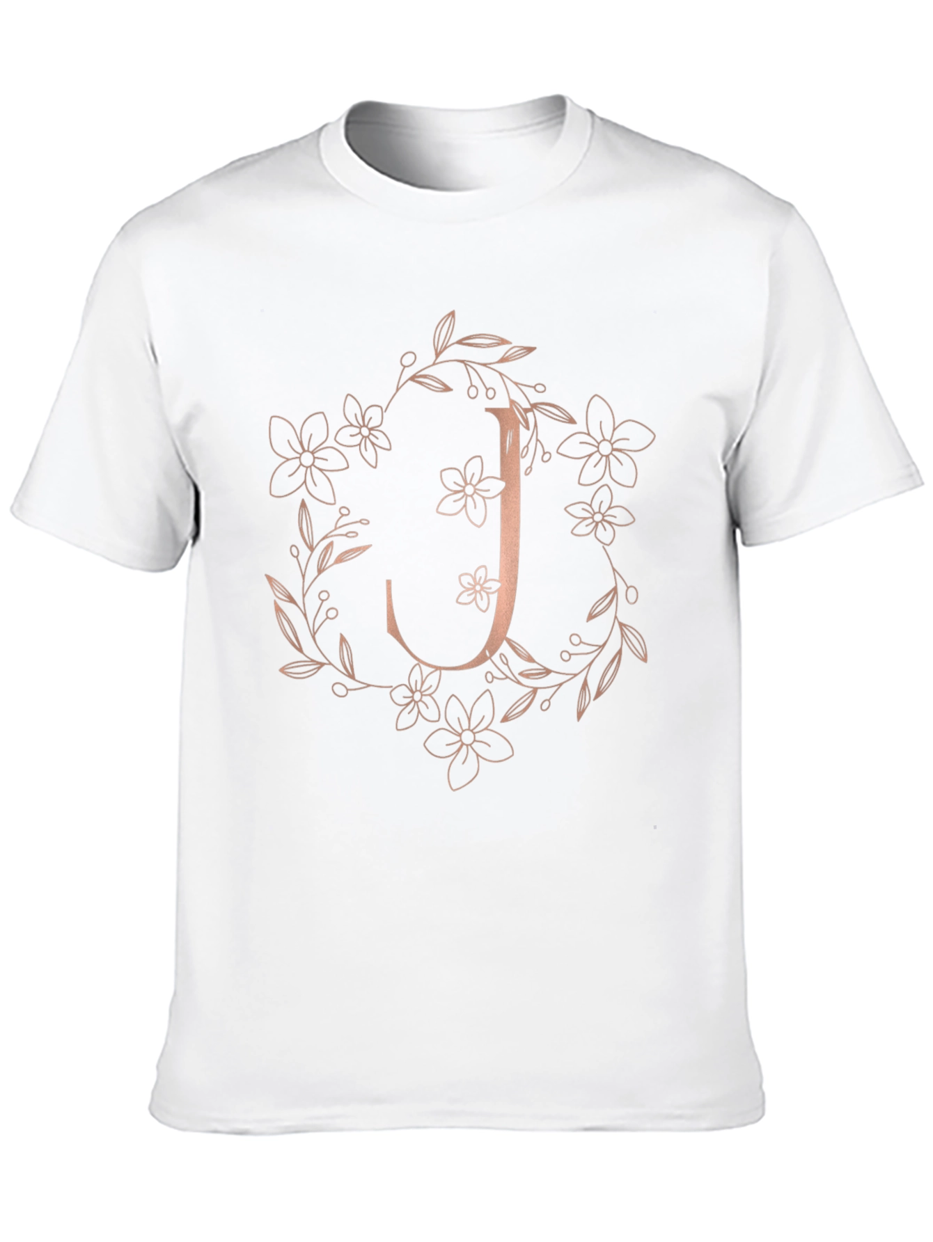 Camiseta Negra Floral con Inicial J Estilizada