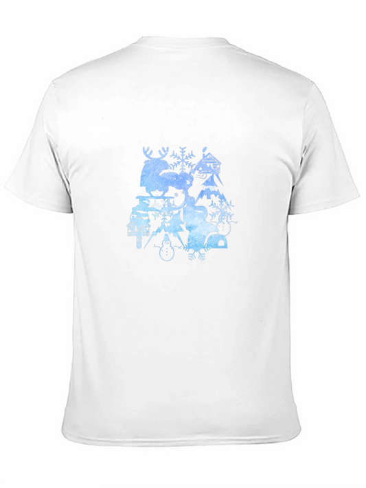 Camiseta Negra con Diseño Invernal Azul