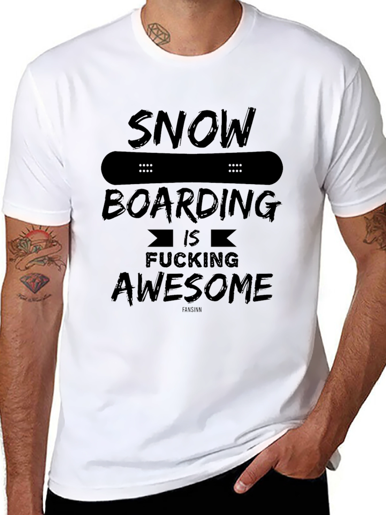 Camiseta Negra Snowboarding is Fucking Awesome