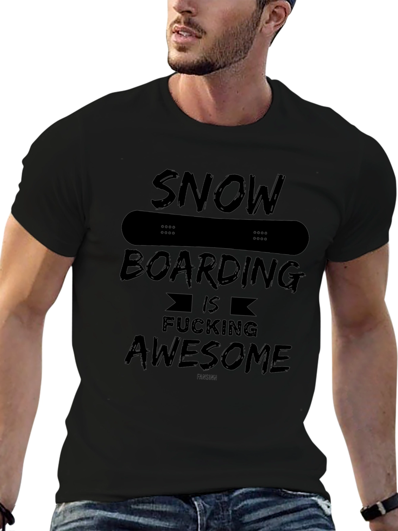 Camiseta Negra Snowboarding is Fucking Awesome