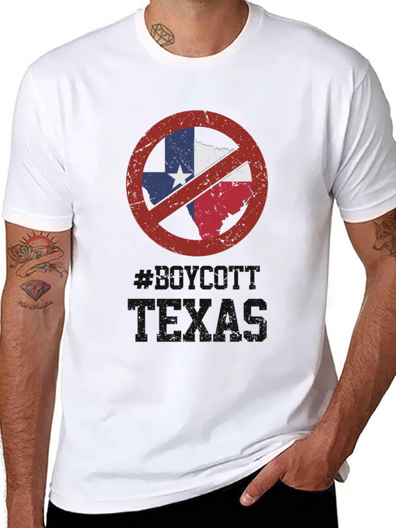 Camiseta Negra No Texas para Hombre