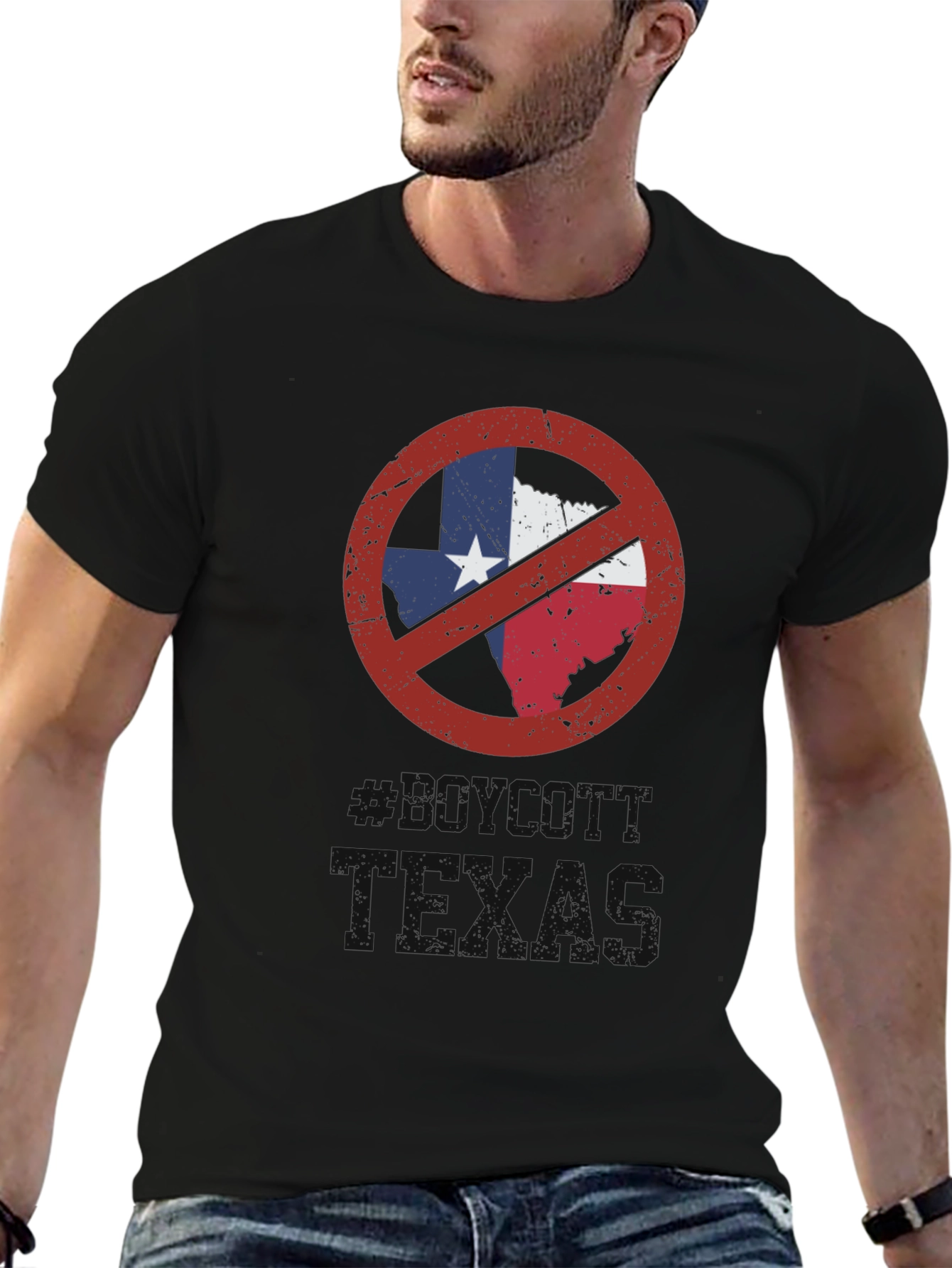 Camiseta Negra No Texas para Hombre