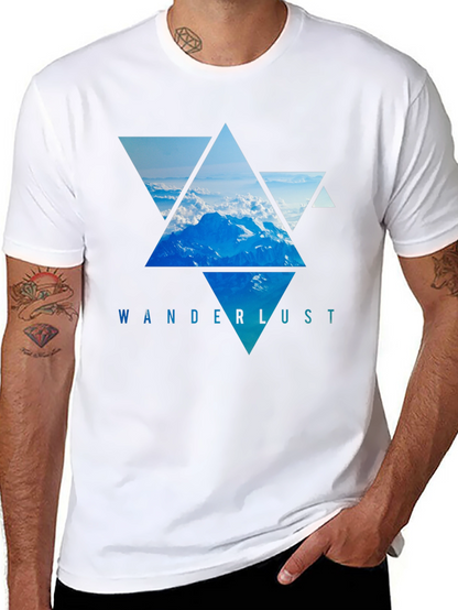 Camiseta Negra Wanderlust - Diseño Montañas Triangulares