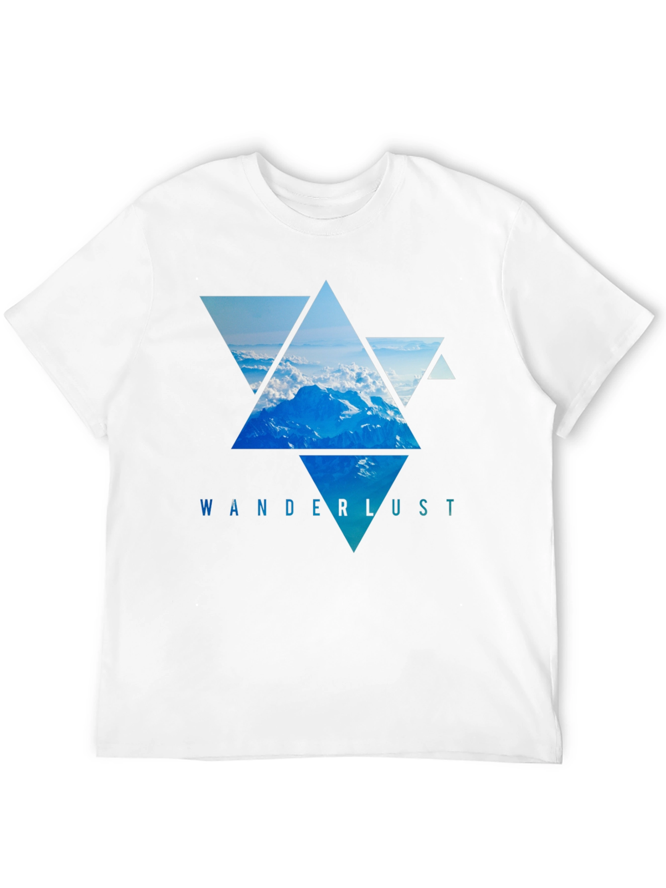 Camiseta Negra Wanderlust - Diseño Montañas Triangulares
