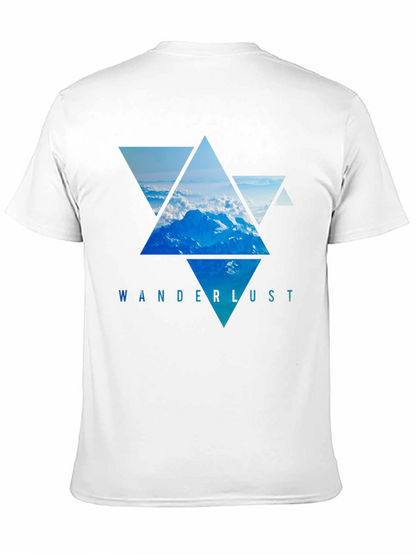 Camiseta Negra Wanderlust - Diseño Montañas Triangulares