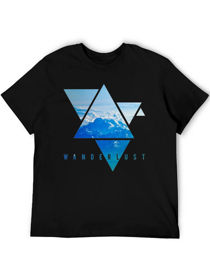 Camiseta Negra Wanderlust - Diseño Montañas Triangulares