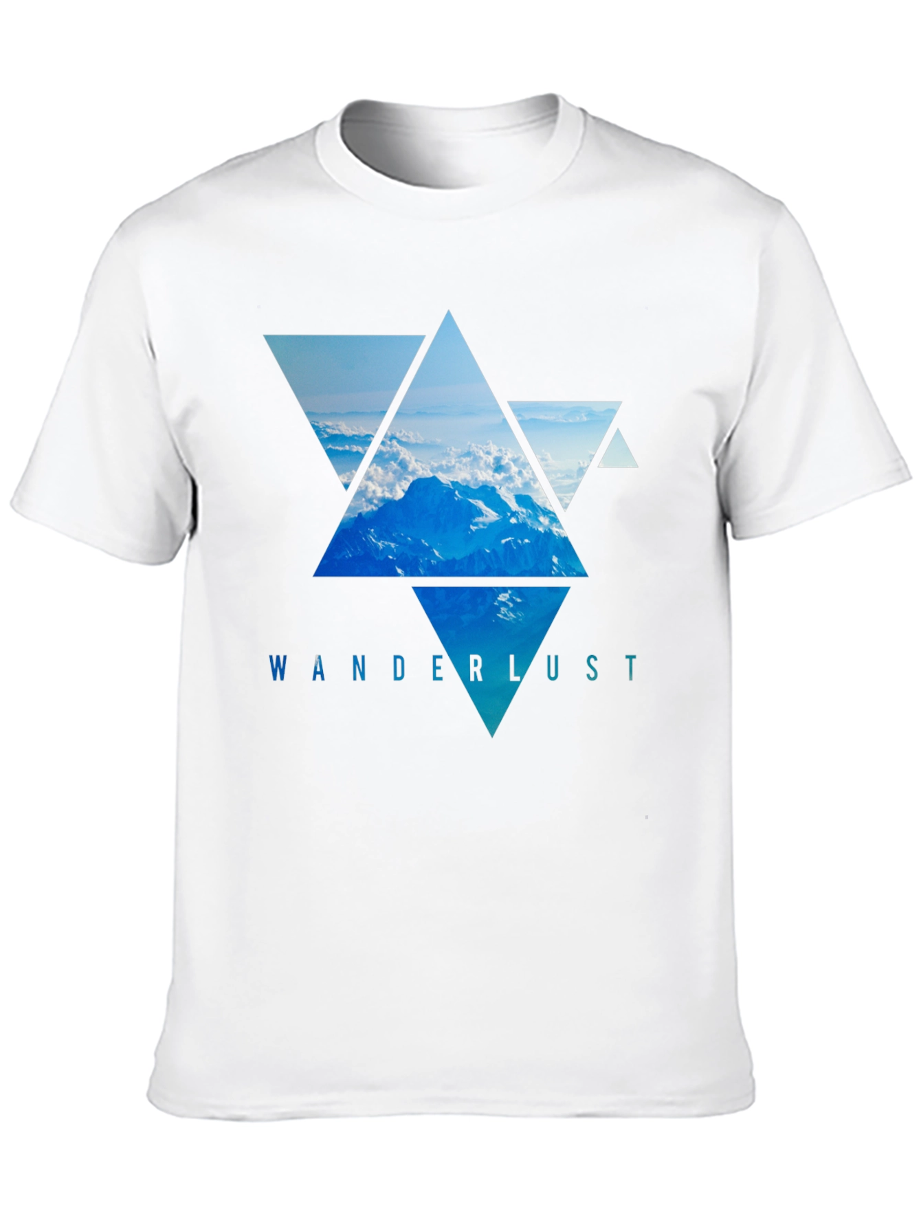 Camiseta Negra Wanderlust - Diseño Montañas Triangulares