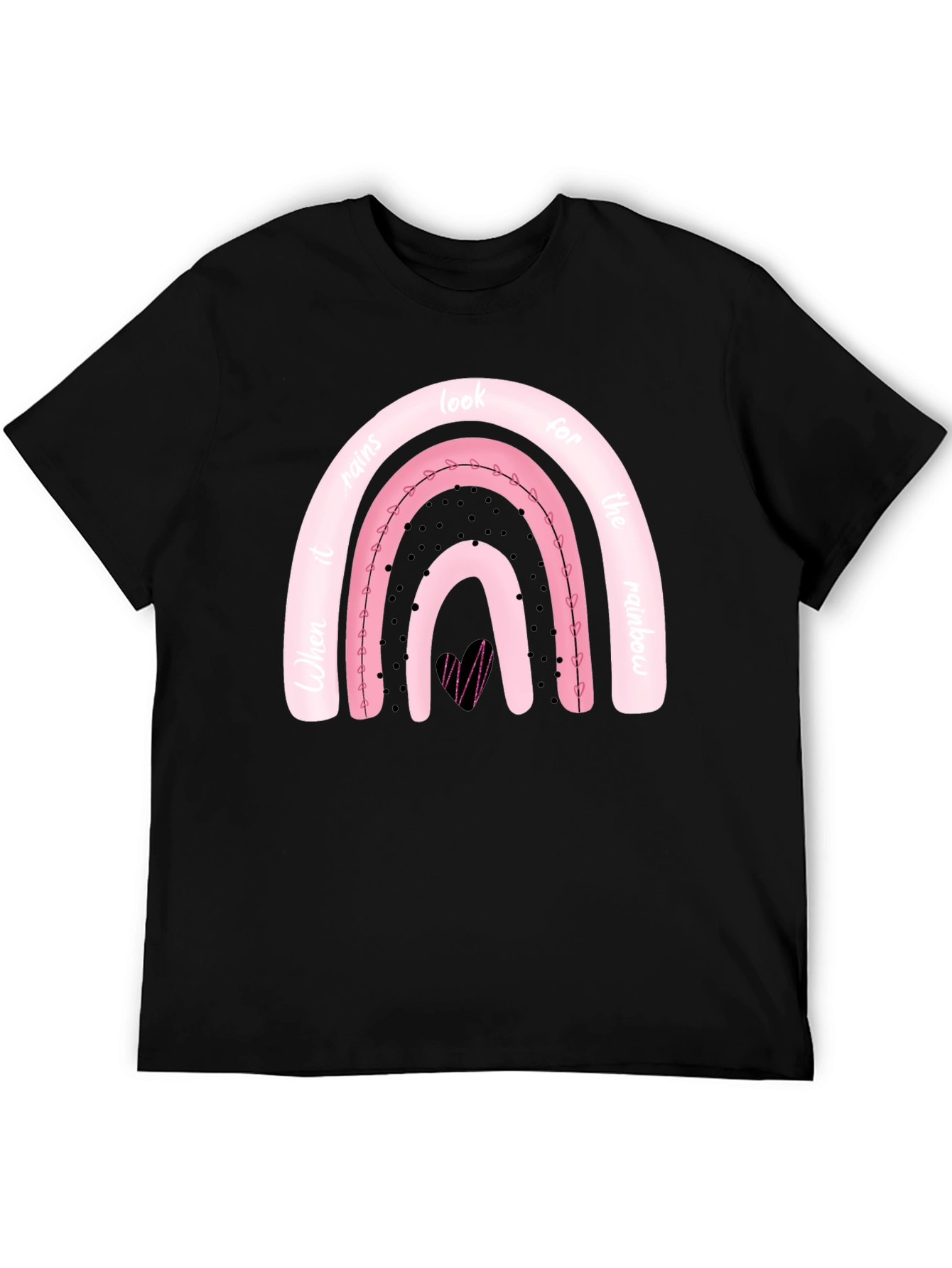 Camiseta Negra con Diseño de Arcoíris