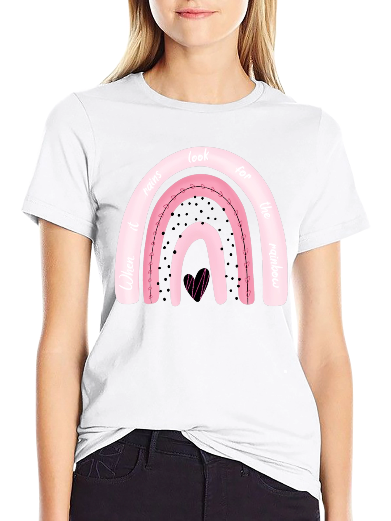 Camiseta Negra con Diseño de Arcoíris
