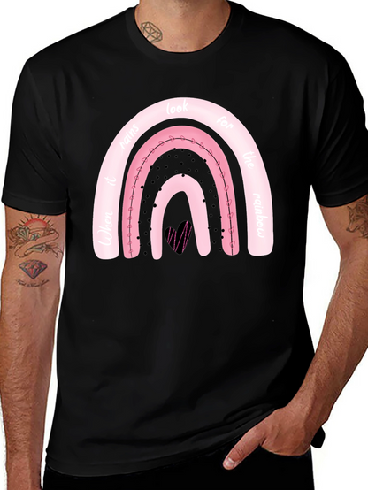 Camiseta Negra con Diseño de Arcoíris