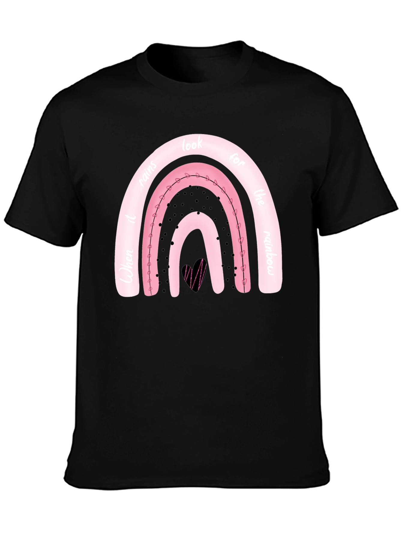 Camiseta Negra con Diseño de Arcoíris