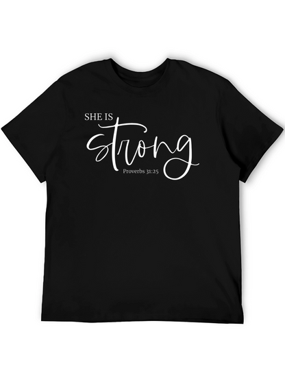 Camiseta Negra Ella Es Fuerte Cristiana