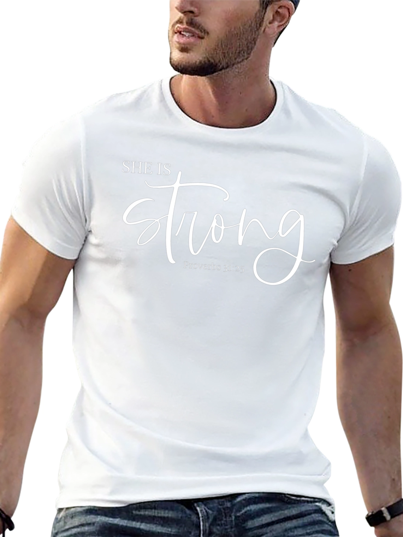 Camiseta Negra Ella Es Fuerte Cristiana