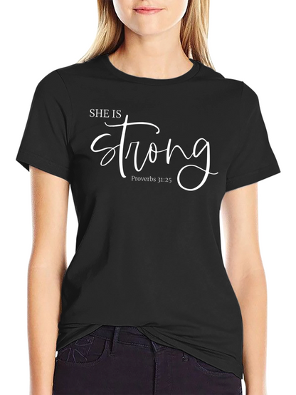 Camiseta Negra Ella Es Fuerte Cristiana