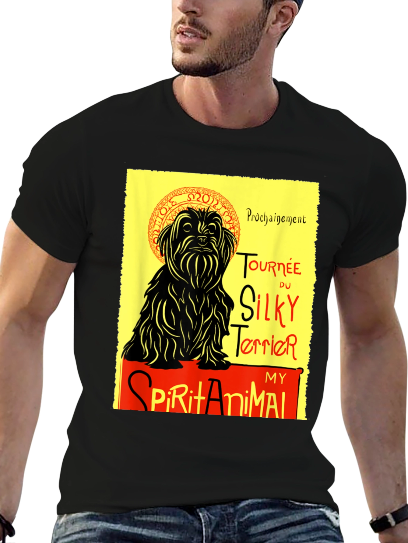 Camiseta Negra: Silky Terrier - Mi Animal Espiritual