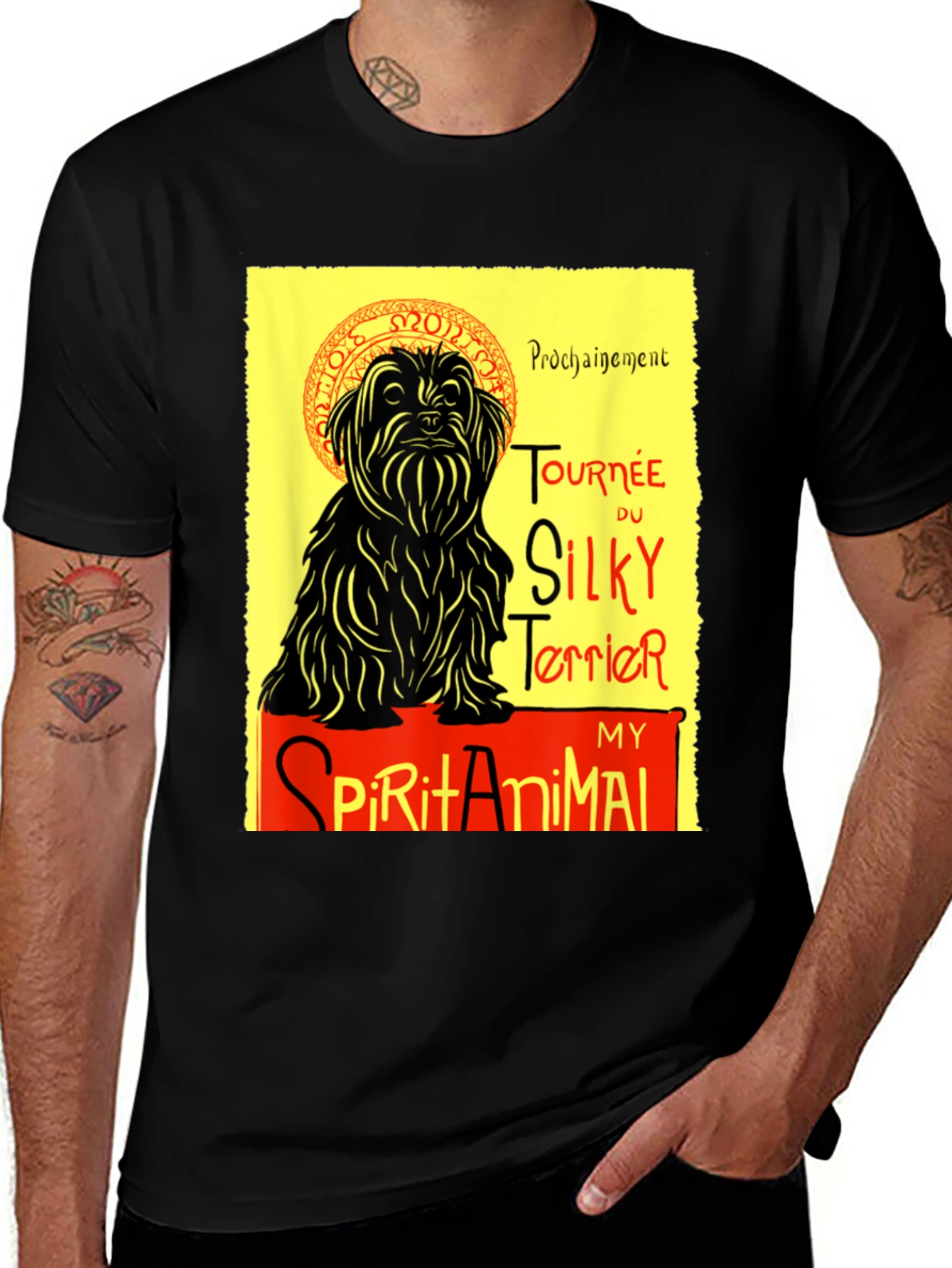 Camiseta Negra: Silky Terrier - Mi Animal Espiritual