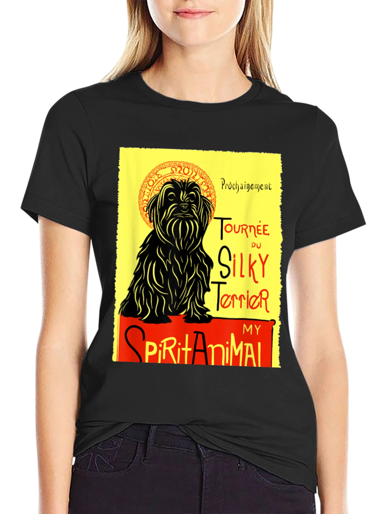 Camiseta Negra: Silky Terrier - Mi Animal Espiritual