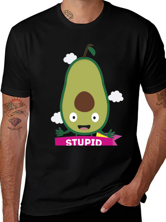 Camiseta Negra con Aguacate y Leyenda STUPID