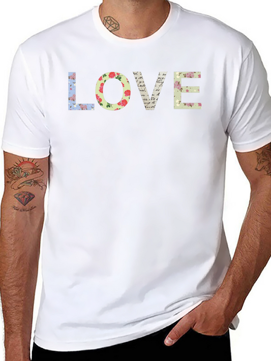 Camiseta Negra con Diseño LOVE Floral y Vintage