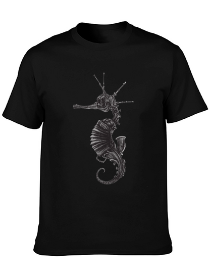 Camiseta Negra Hombre Diseño Seahorse