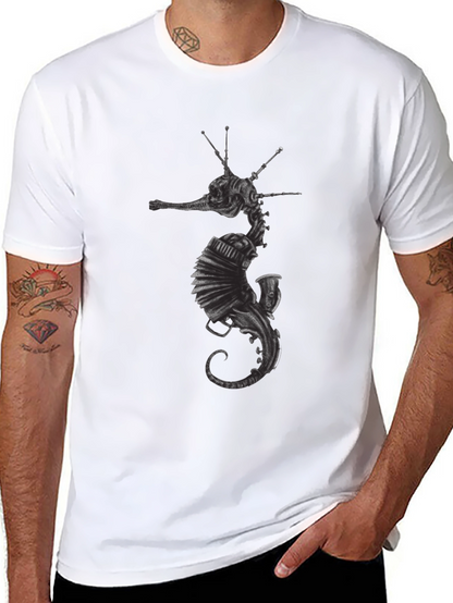 Camiseta Negra Hombre Diseño Seahorse