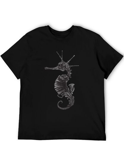 Camiseta Negra Hombre Diseño Seahorse