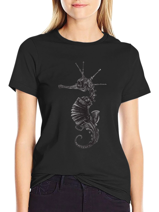 Camiseta Negra Hombre Diseño Seahorse