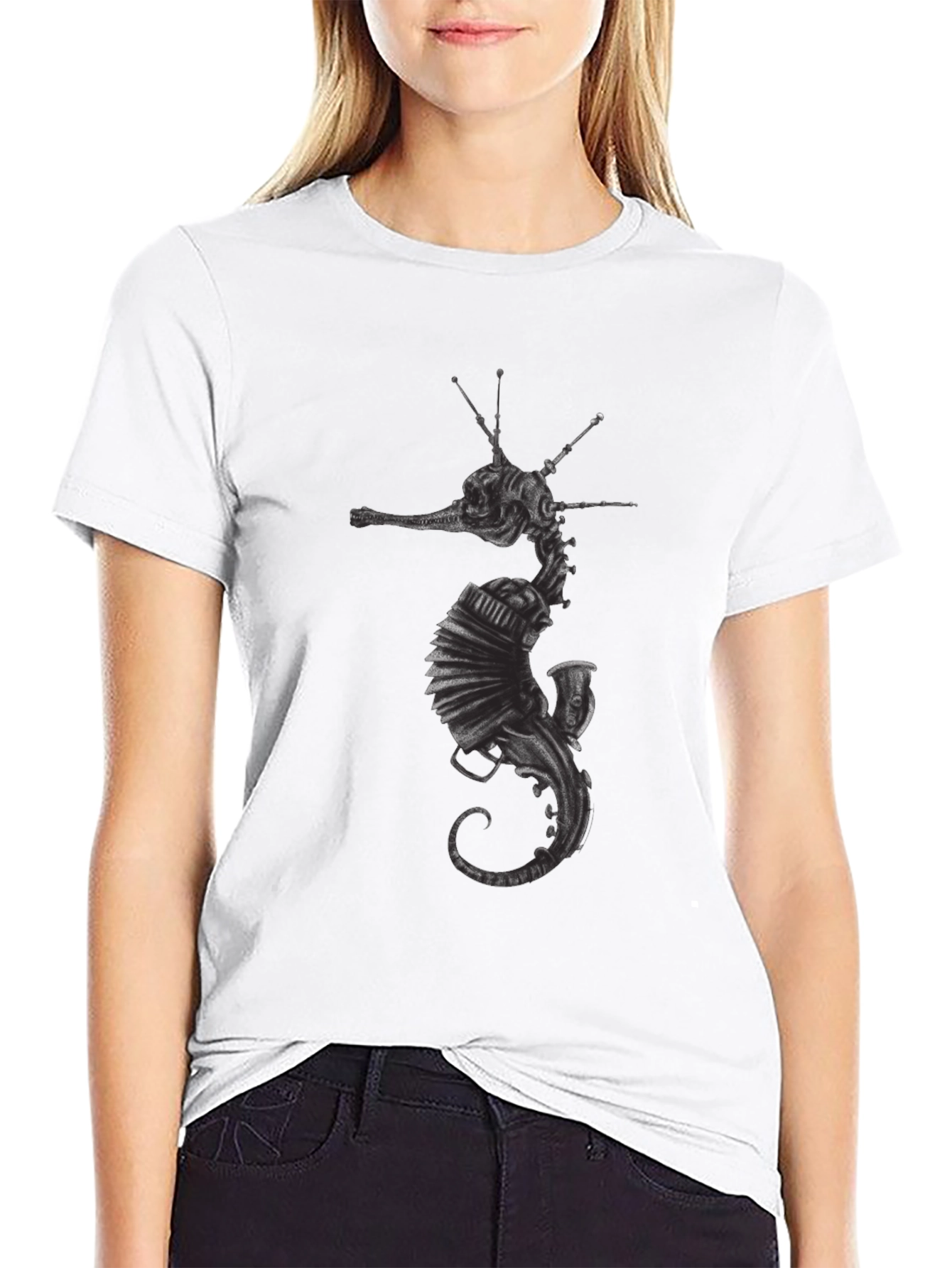 Camiseta Negra Hombre Diseño Seahorse