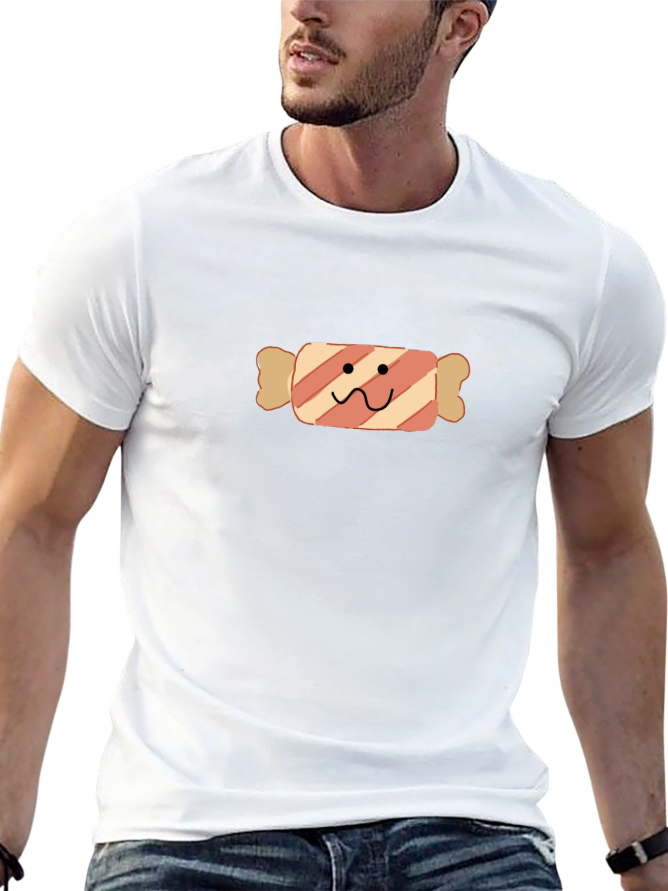 Camiseta Negra con Diseño de Caramelo Divertido