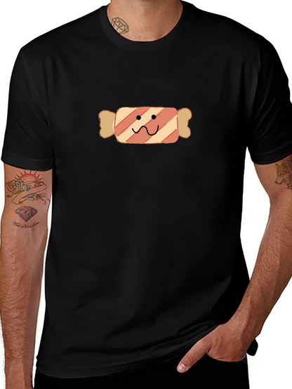 Camiseta Negra con Diseño de Caramelo Divertido