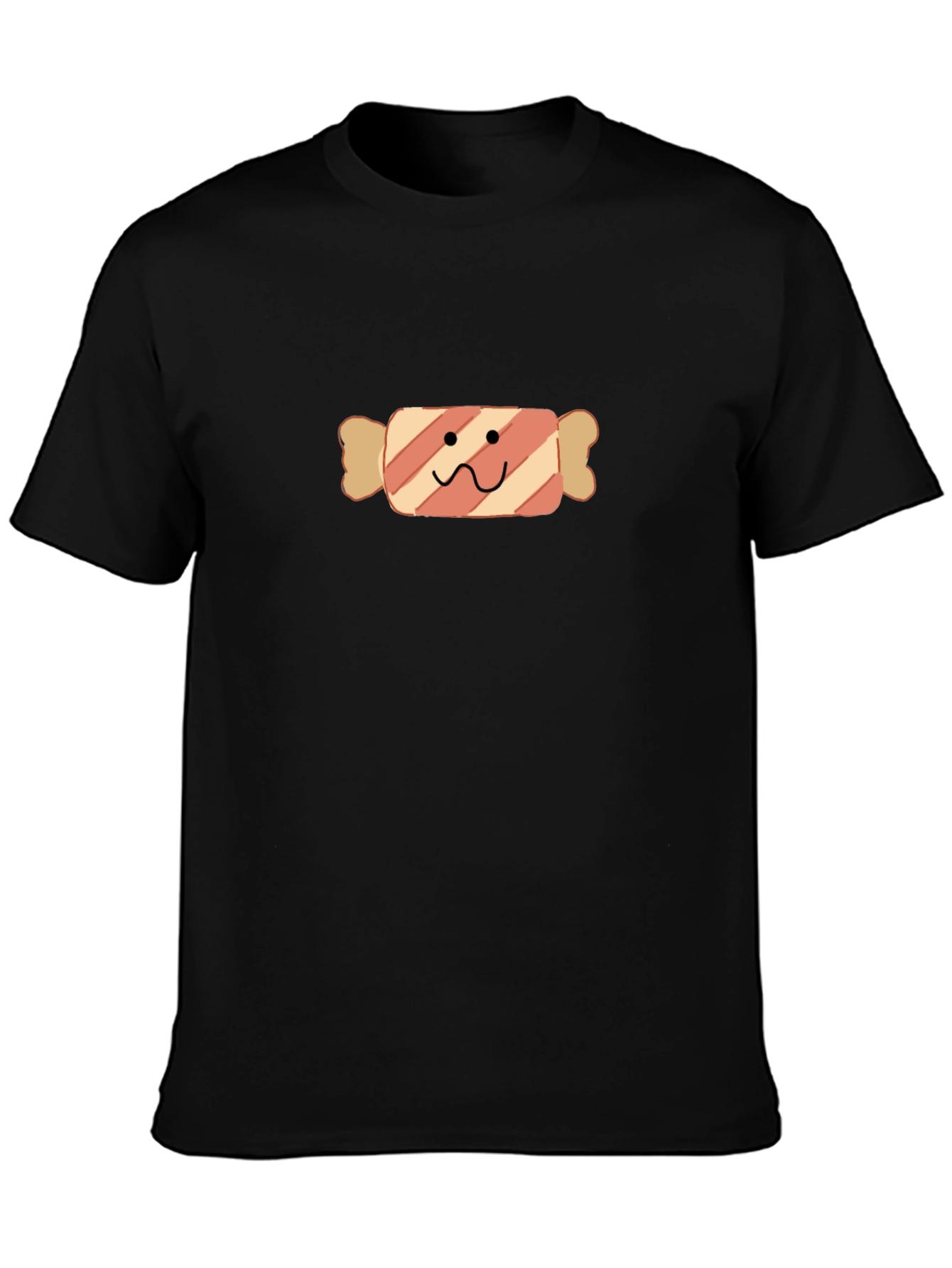 Camiseta Negra con Diseño de Caramelo Divertido