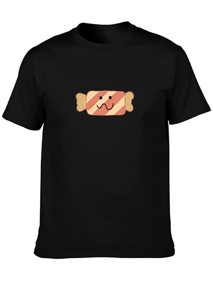 Camiseta Negra con Diseño de Caramelo Divertido