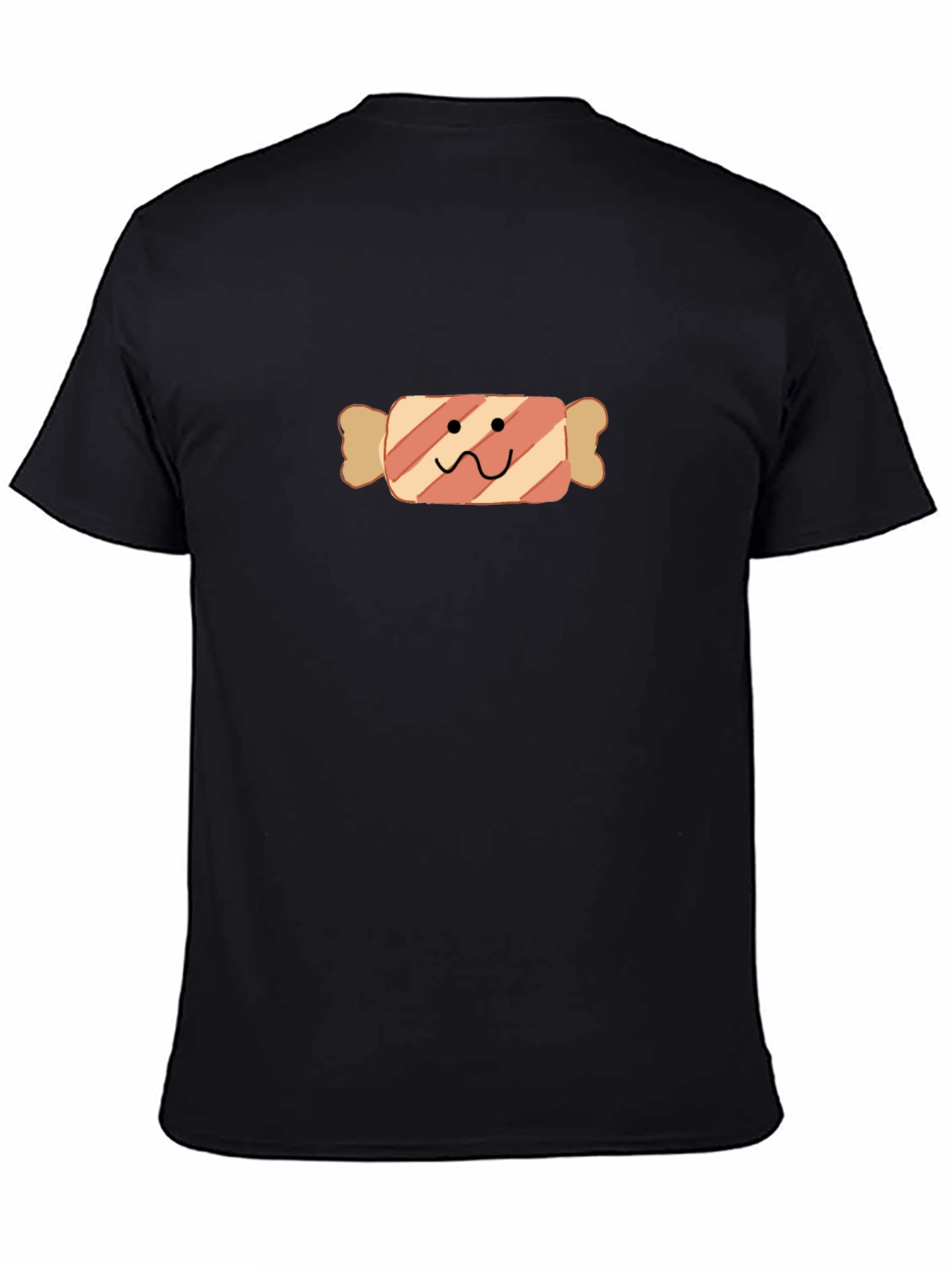 Camiseta Negra con Diseño de Caramelo Divertido
