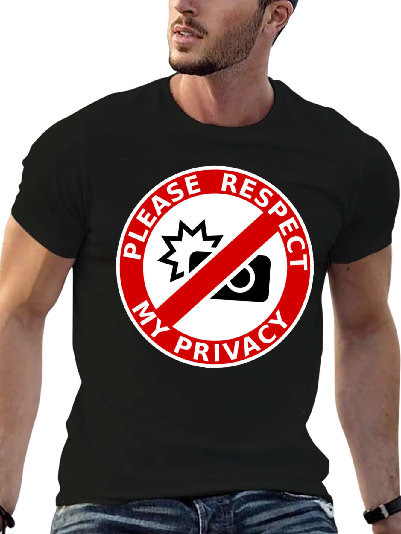 Camiseta Negra: ¡Respeta Mi Privacidad! Diseño Único