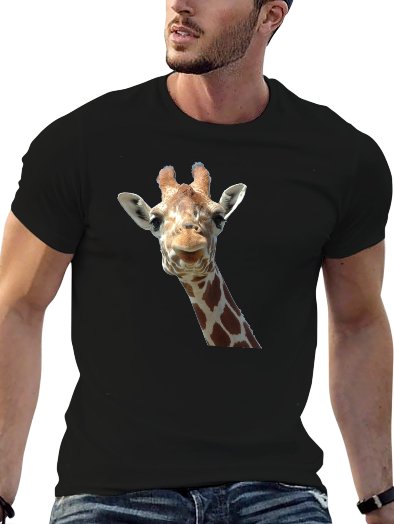 Camiseta Negra con Diseño de Jirafa