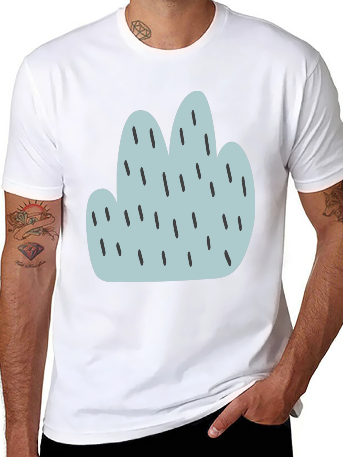 Camiseta Negra con Diseño Abstracto Azul
