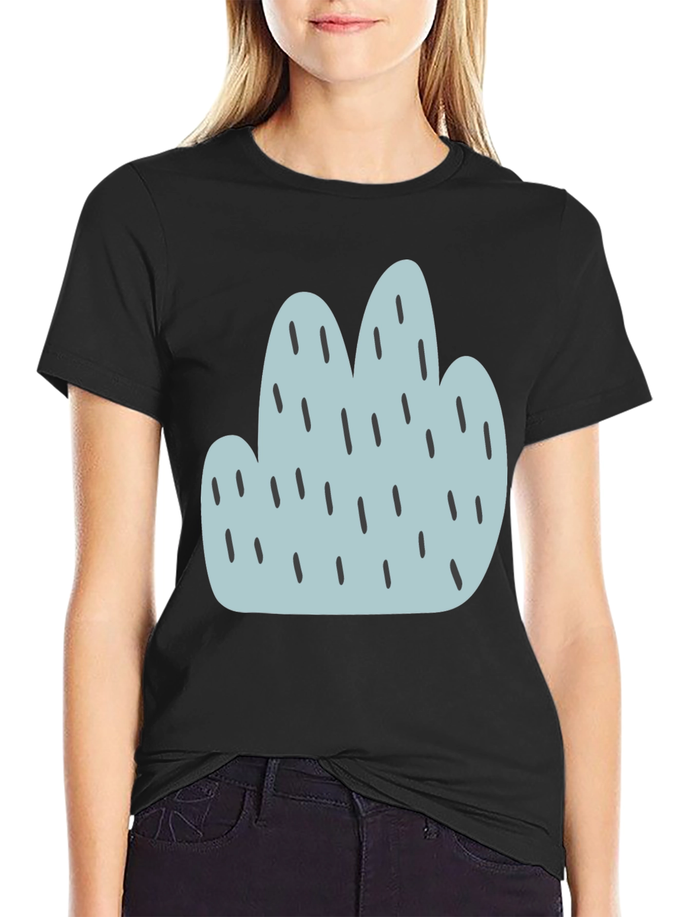 Camiseta Negra con Diseño Abstracto Azul