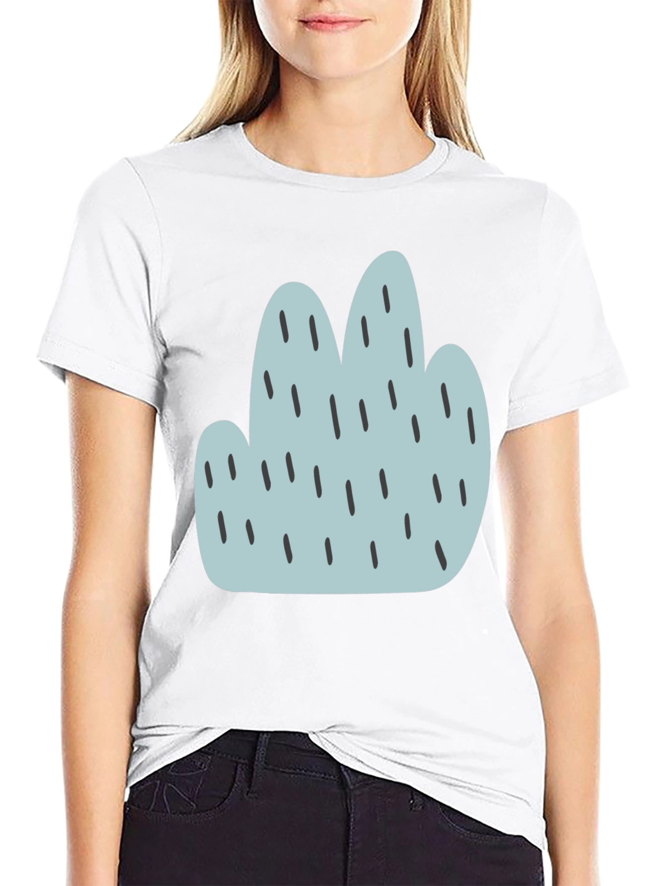 Camiseta Negra con Diseño Abstracto Azul