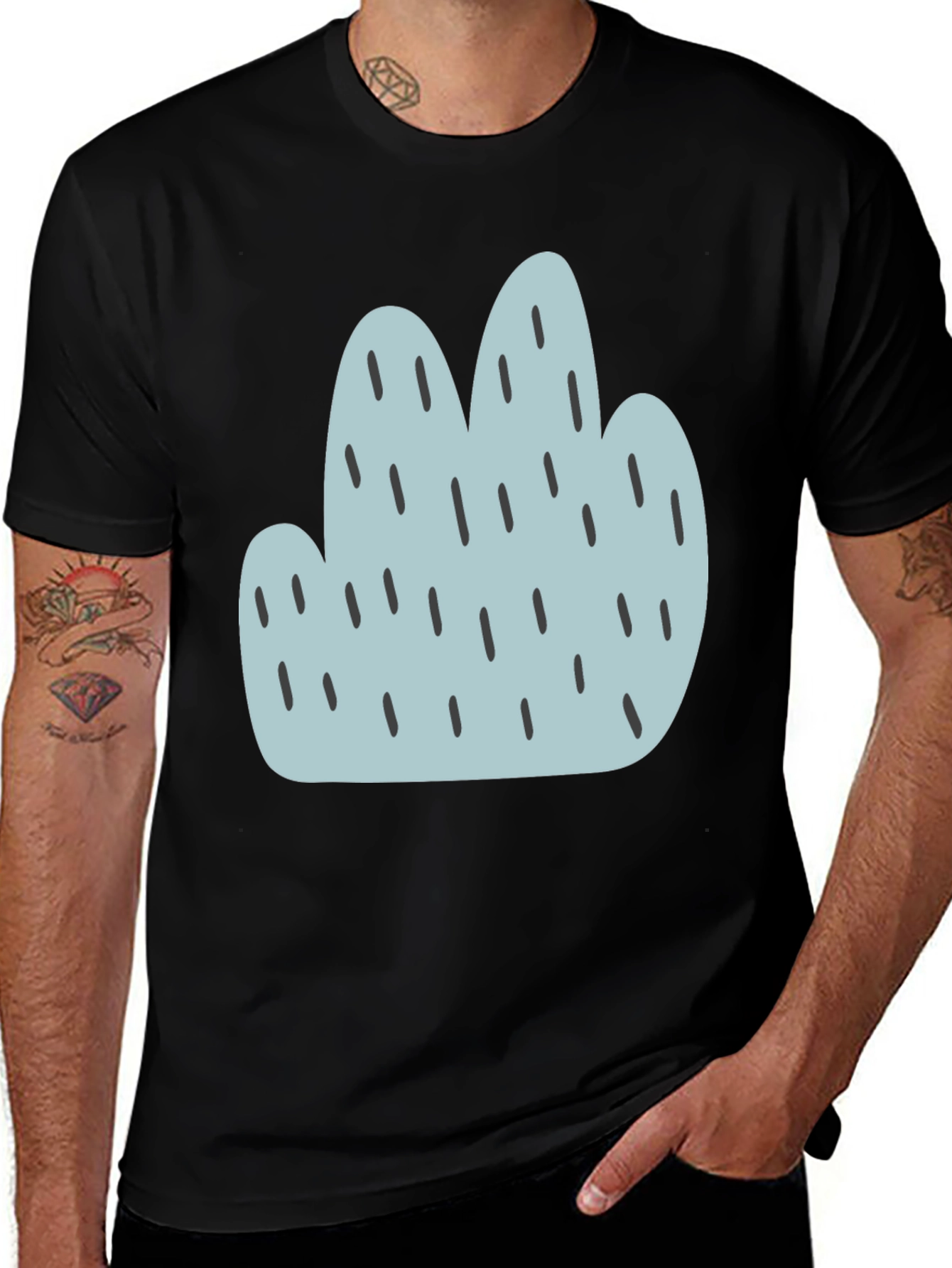 Camiseta Negra con Diseño Abstracto Azul