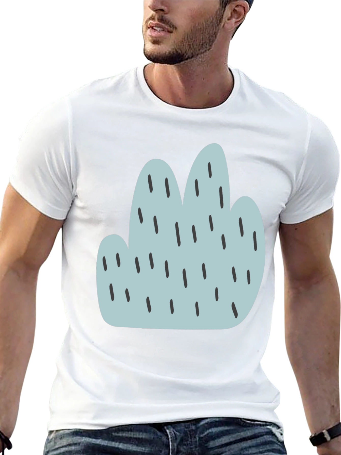 Camiseta Negra con Diseño Abstracto Azul