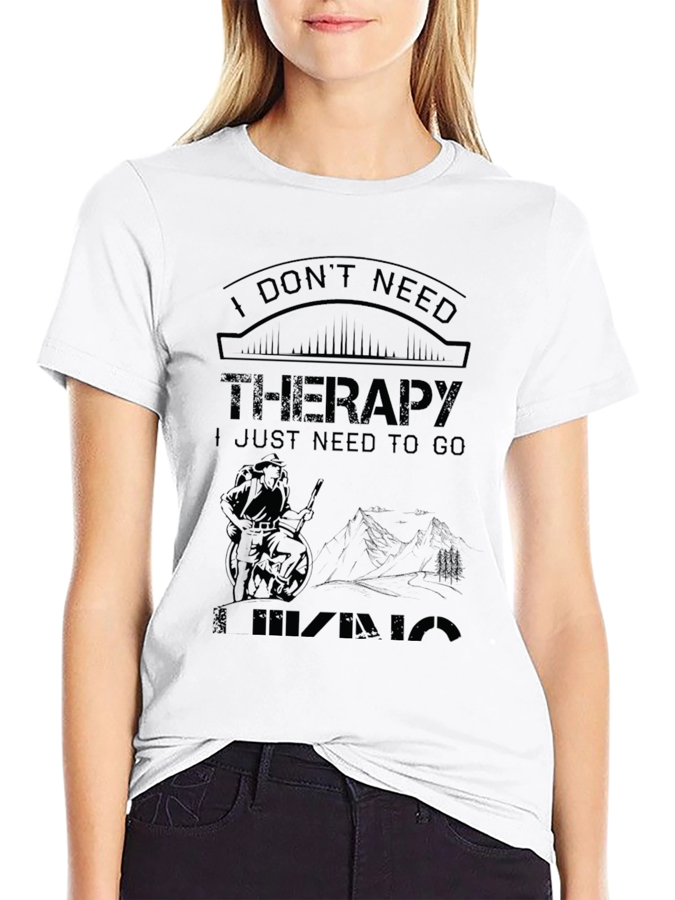Camiseta Negra: No Necesito Terapia Necesito Ir de Hiking