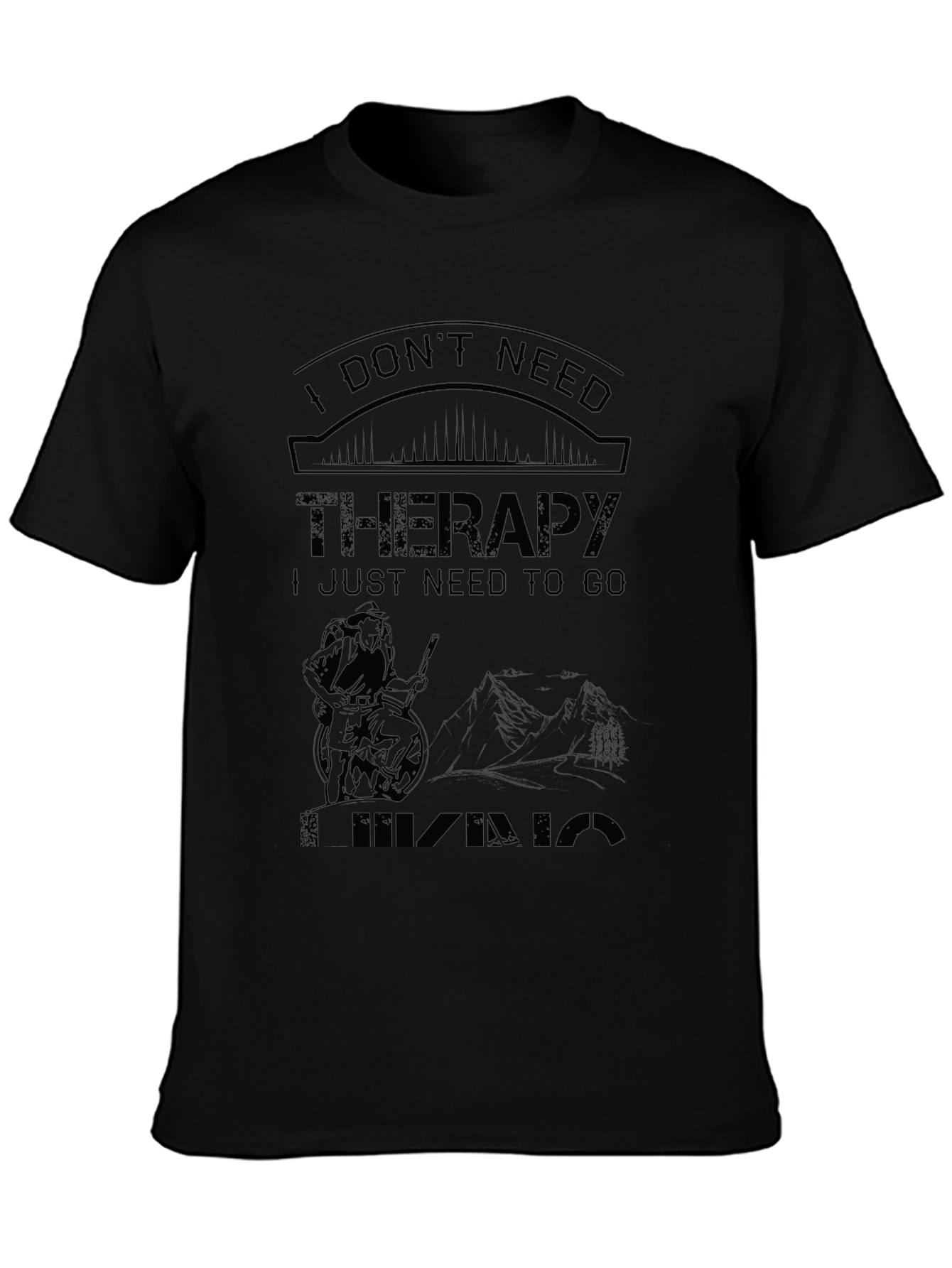 Camiseta Negra: No Necesito Terapia Necesito Ir de Hiking