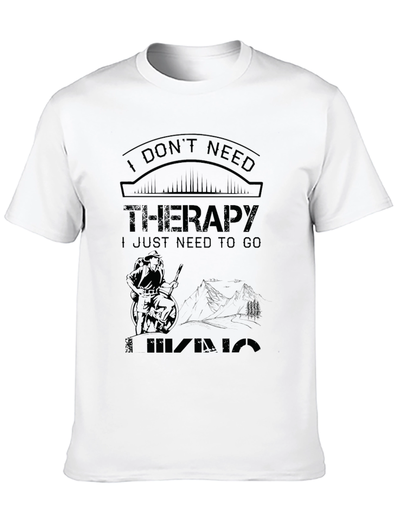 Camiseta Negra: No Necesito Terapia Necesito Ir de Hiking
