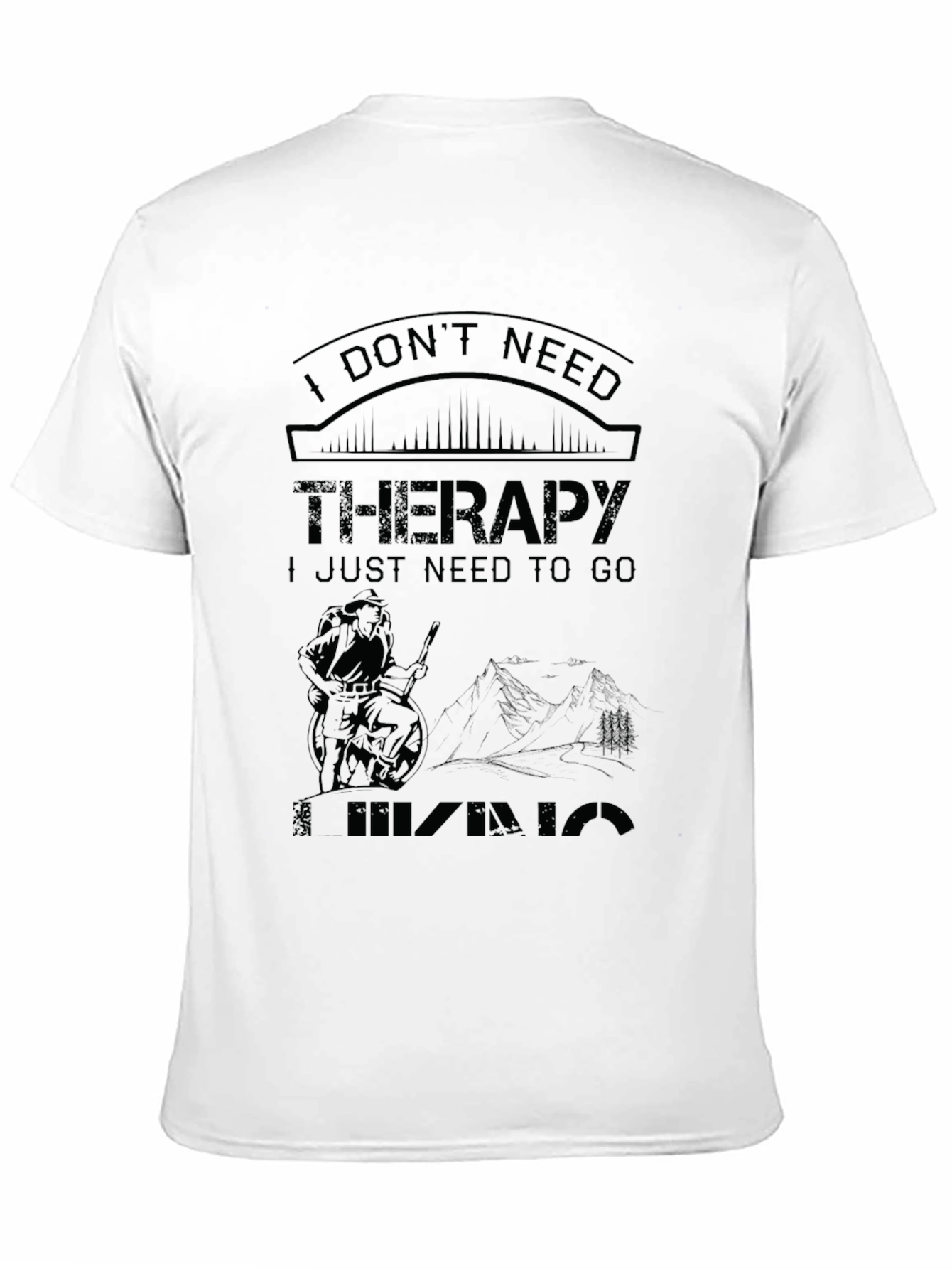 Camiseta Negra: No Necesito Terapia Necesito Ir de Hiking