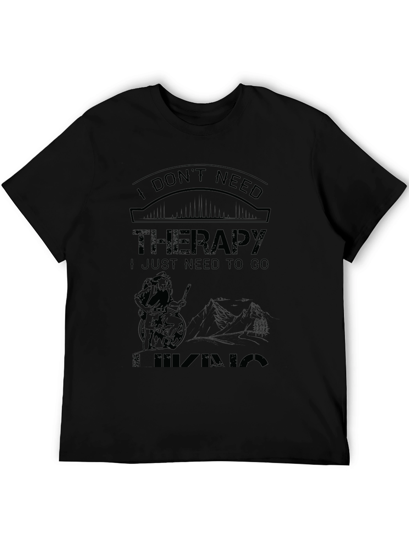 Camiseta Negra: No Necesito Terapia Necesito Ir de Hiking