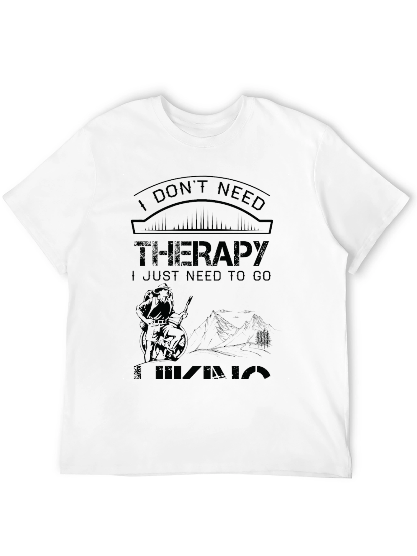 Camiseta Negra: No Necesito Terapia Necesito Ir de Hiking
