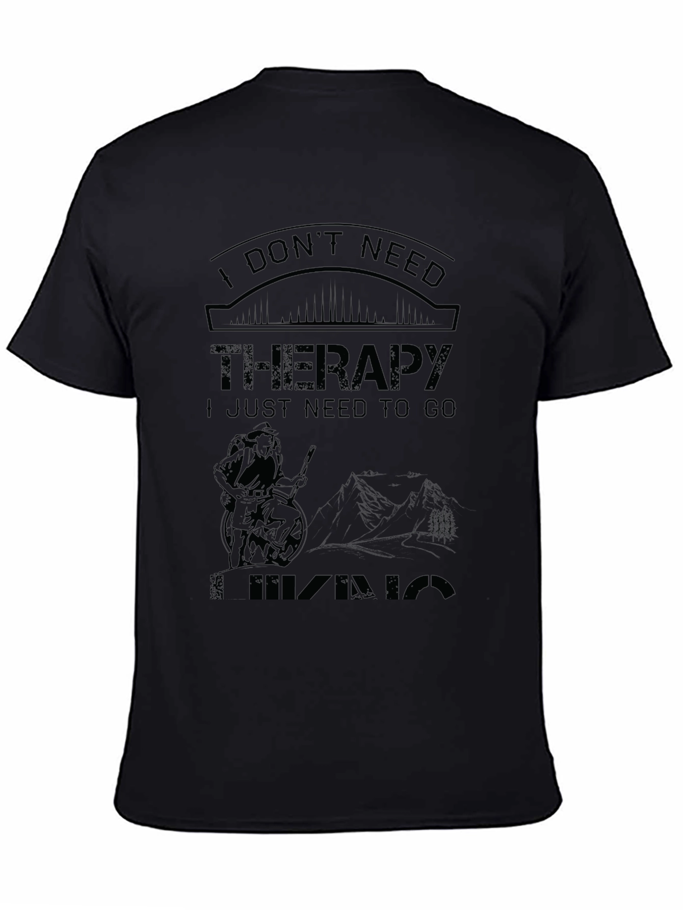 Camiseta Negra: No Necesito Terapia Necesito Ir de Hiking