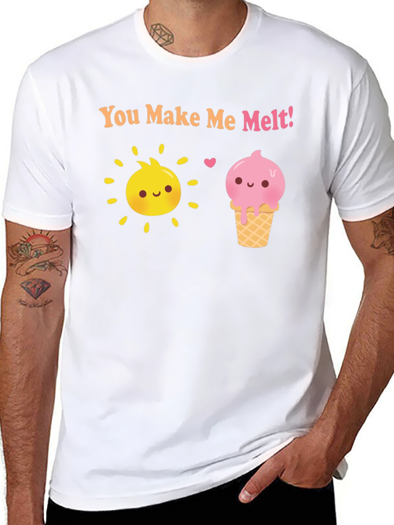 Camiseta Negra con Sol y Helado Me derrites