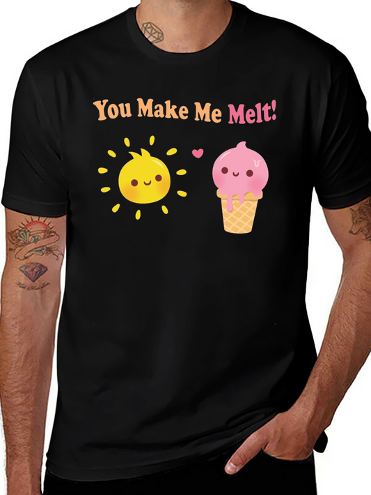 Camiseta Negra con Sol y Helado Me derrites