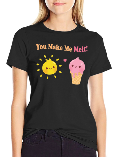Camiseta Negra con Sol y Helado Me derrites